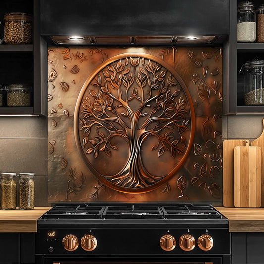 Custom Kitchen Backsplash – Bronze Harmony Tempered Glass Stove Backsplash