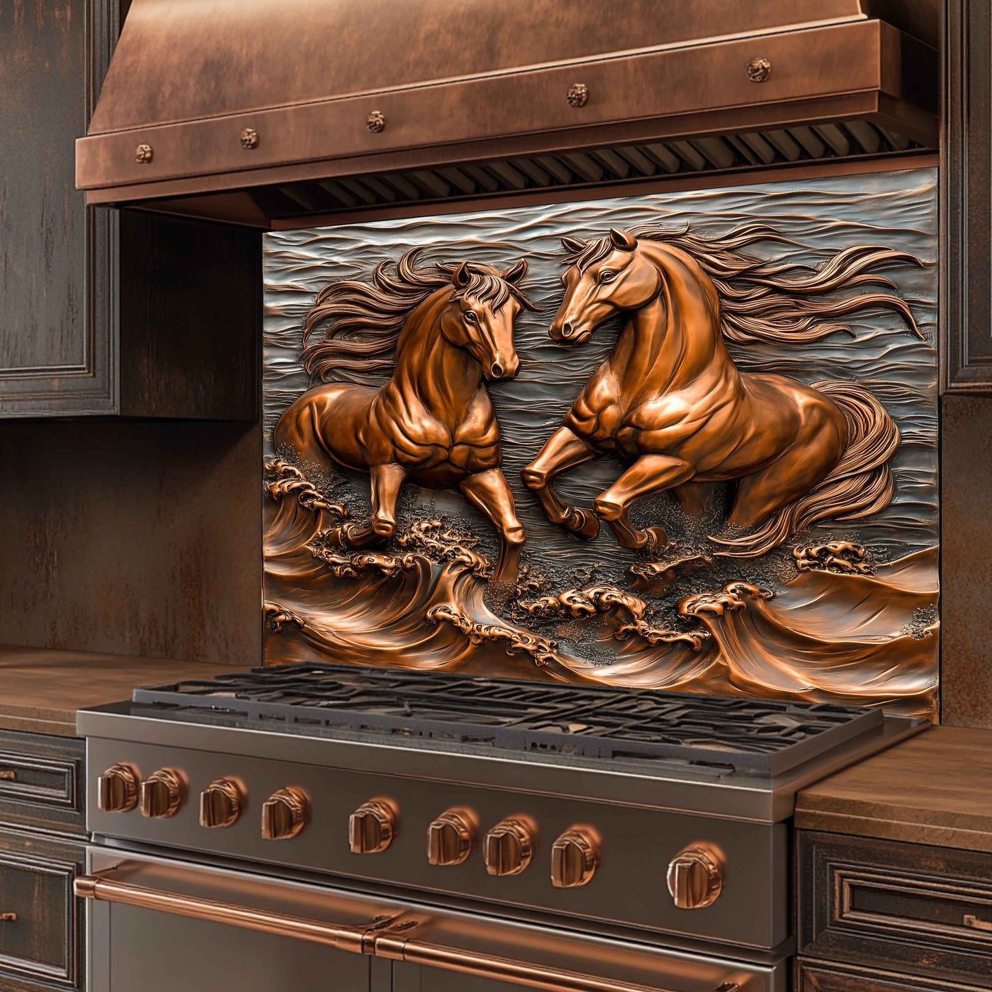 Ocean Stallions Tempered Glass Backsplash – Wild Horses Kitchen Backsplash Panel