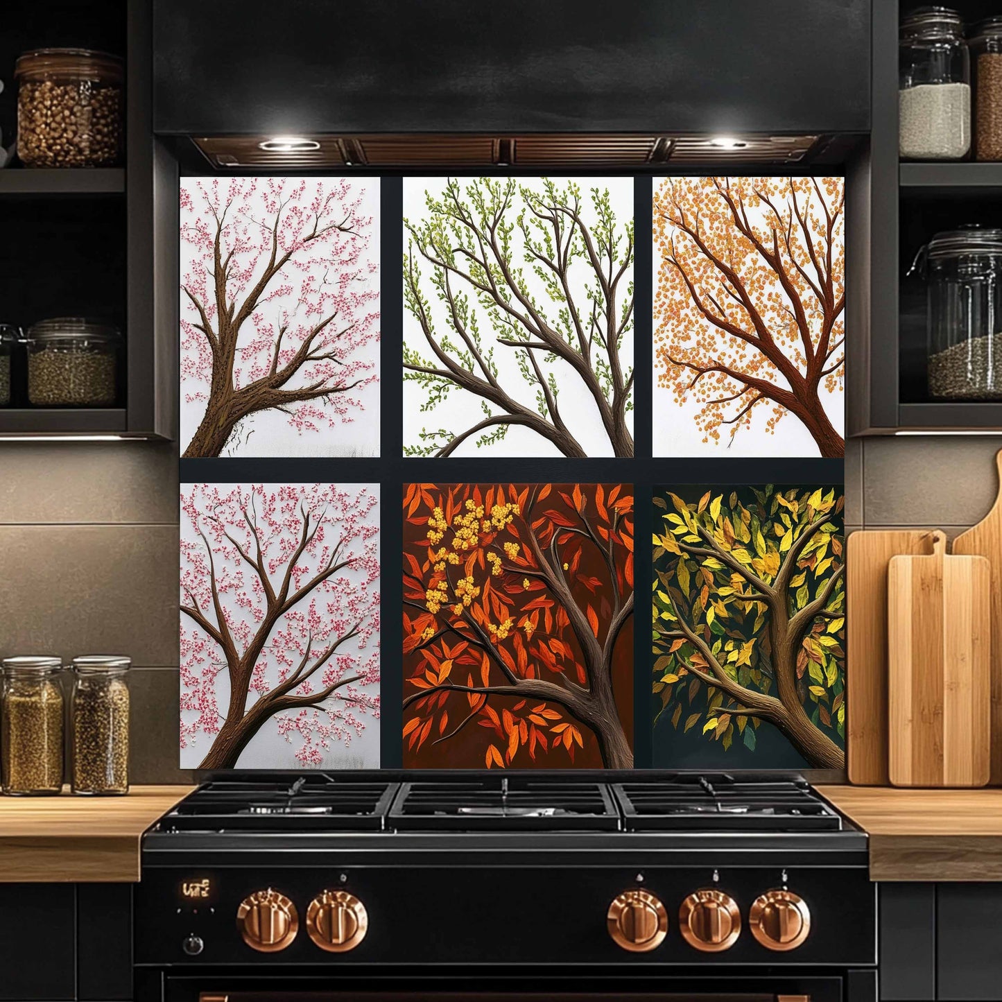 Tempered Glass Backsplash for Kitchen | Tree of Life Seasonal Art
