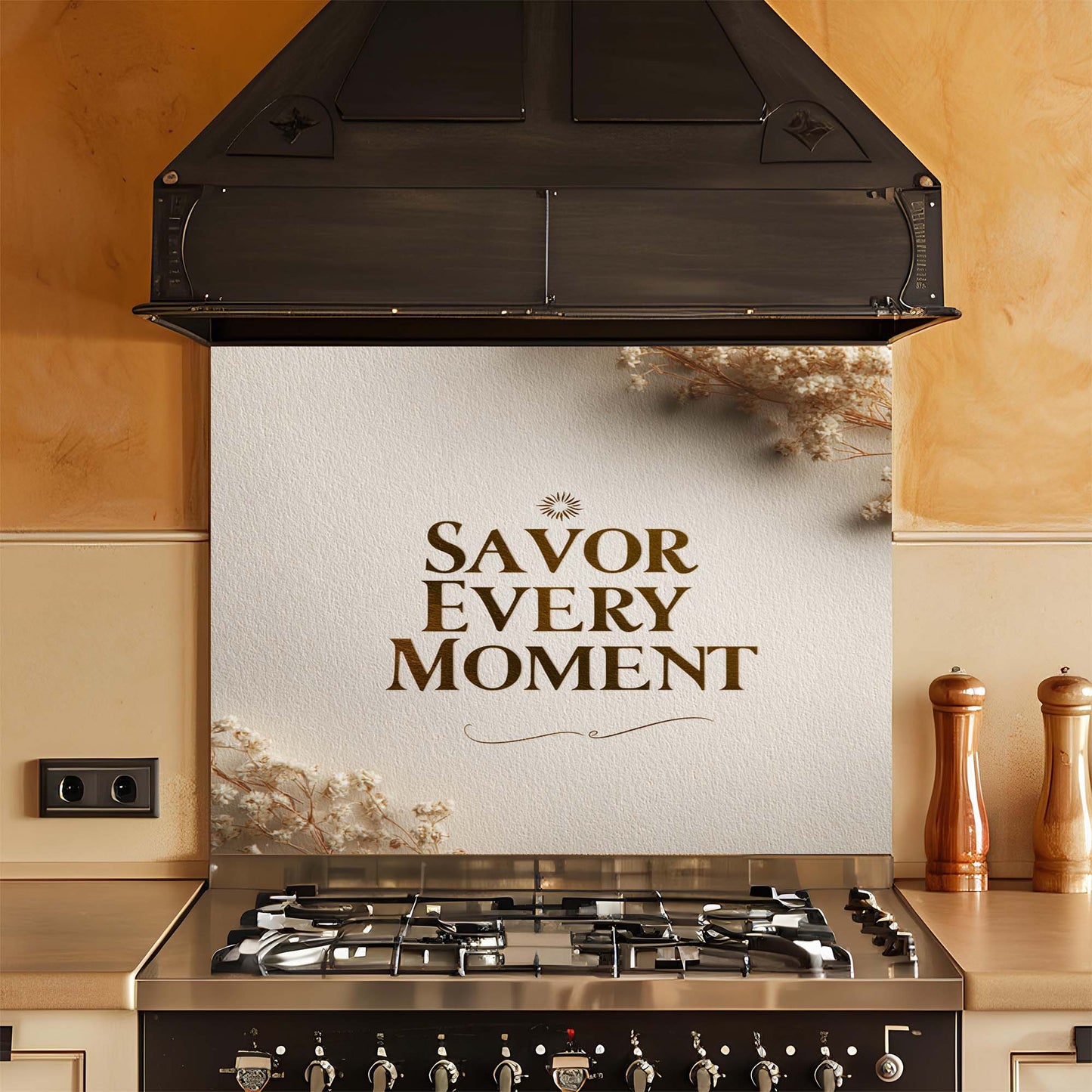 Savor Every Moment – Tempered Glass Backsplash for Kitchen – Kitchen Quote Splashback
