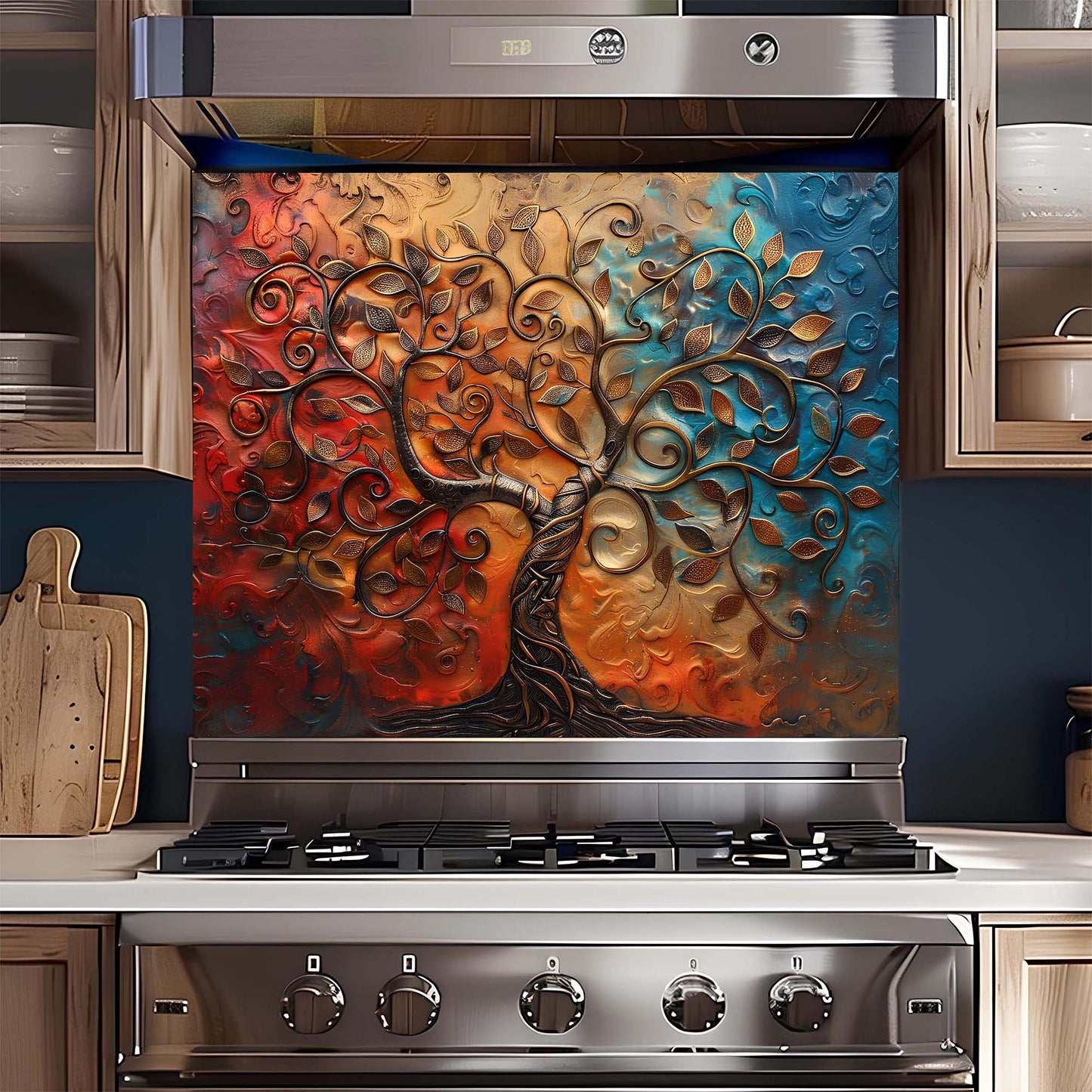 Custom Kitchen Backsplash – Eternal Flame Tempered Glass Backsplash