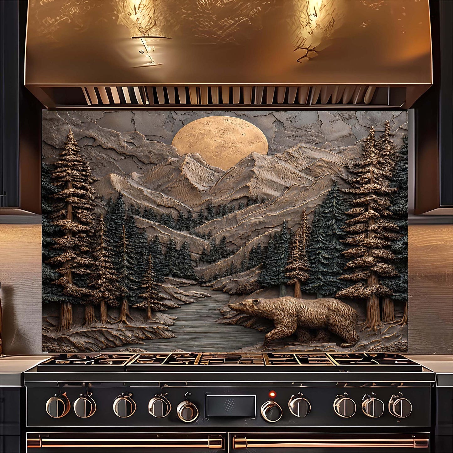 Custom Kitchen Backsplash – Mountain Spirit Tempered Glass Backsplash