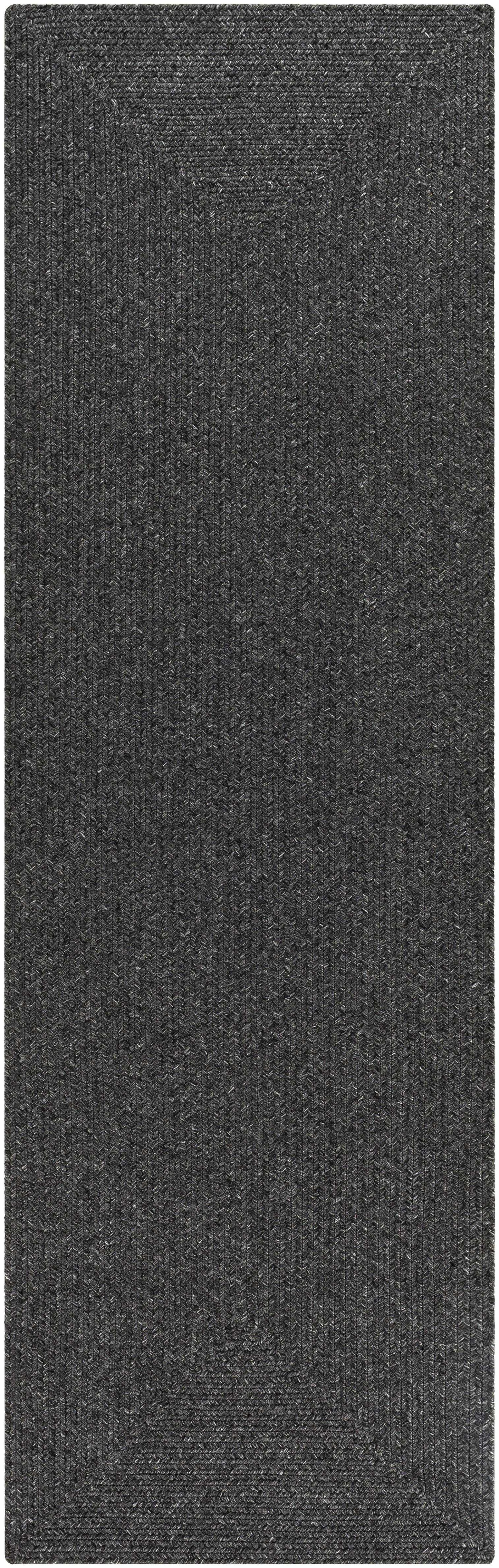 Black Braided Faux Jute Outdoor Rug