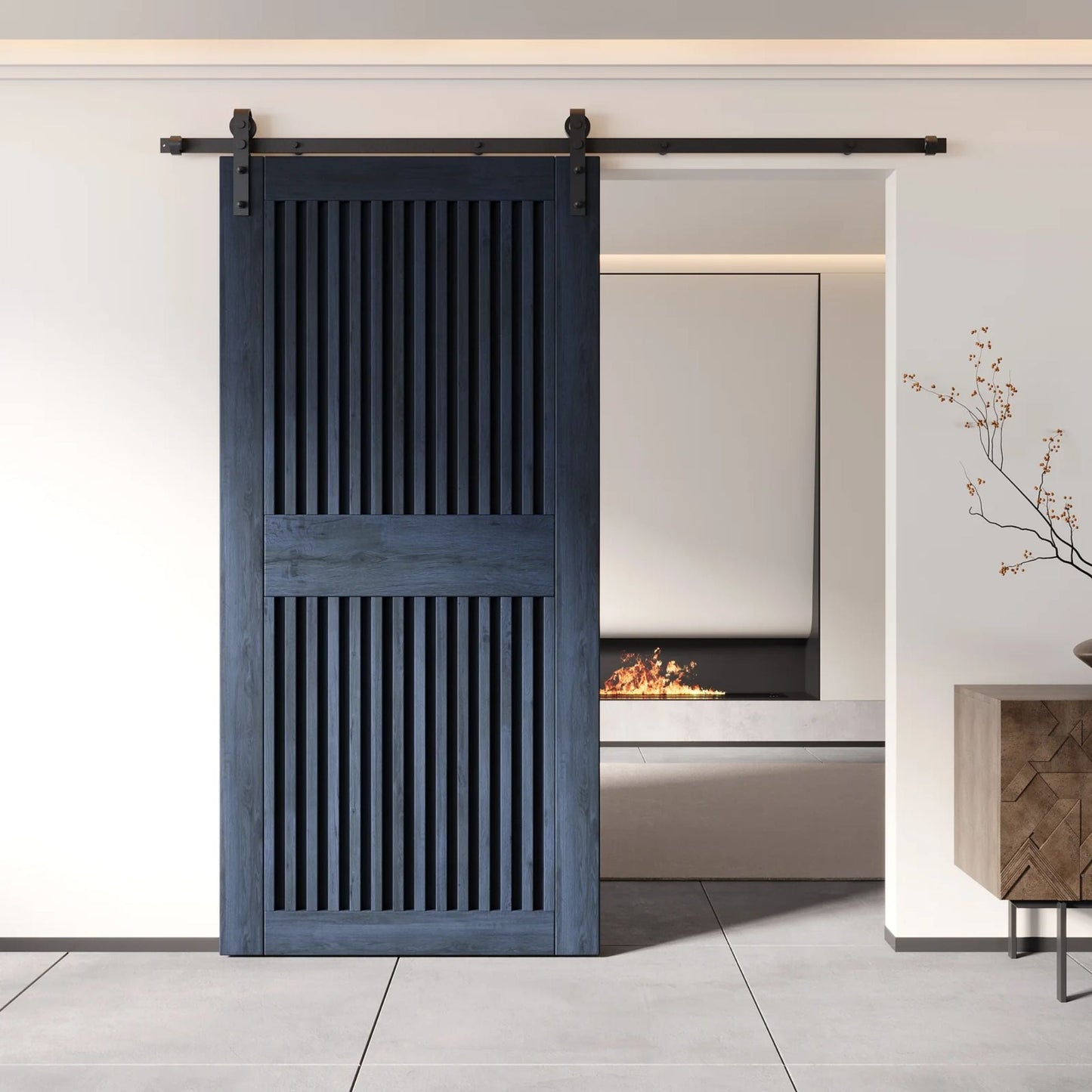 Vertical Slat Barn Door Kit | Black Hardware