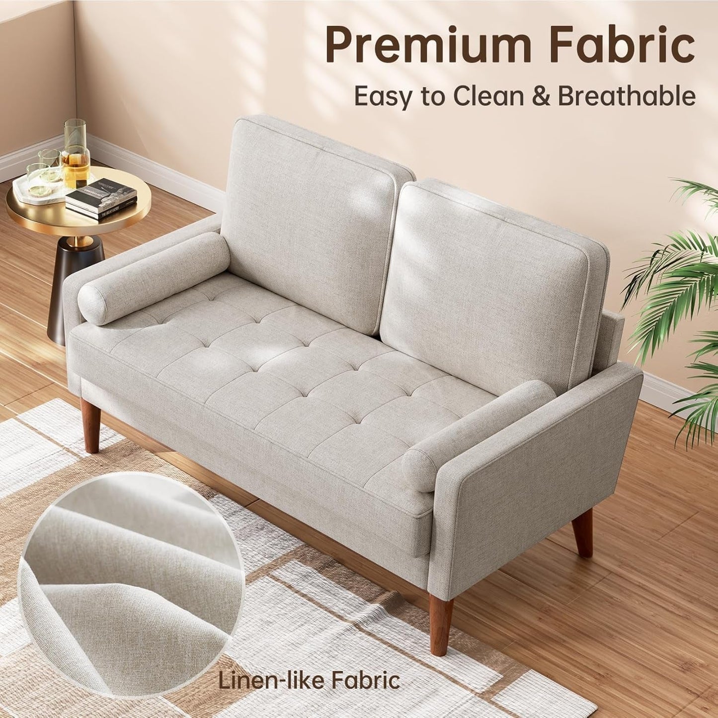 Modern Ashbeige Loveseat for Small Spaces