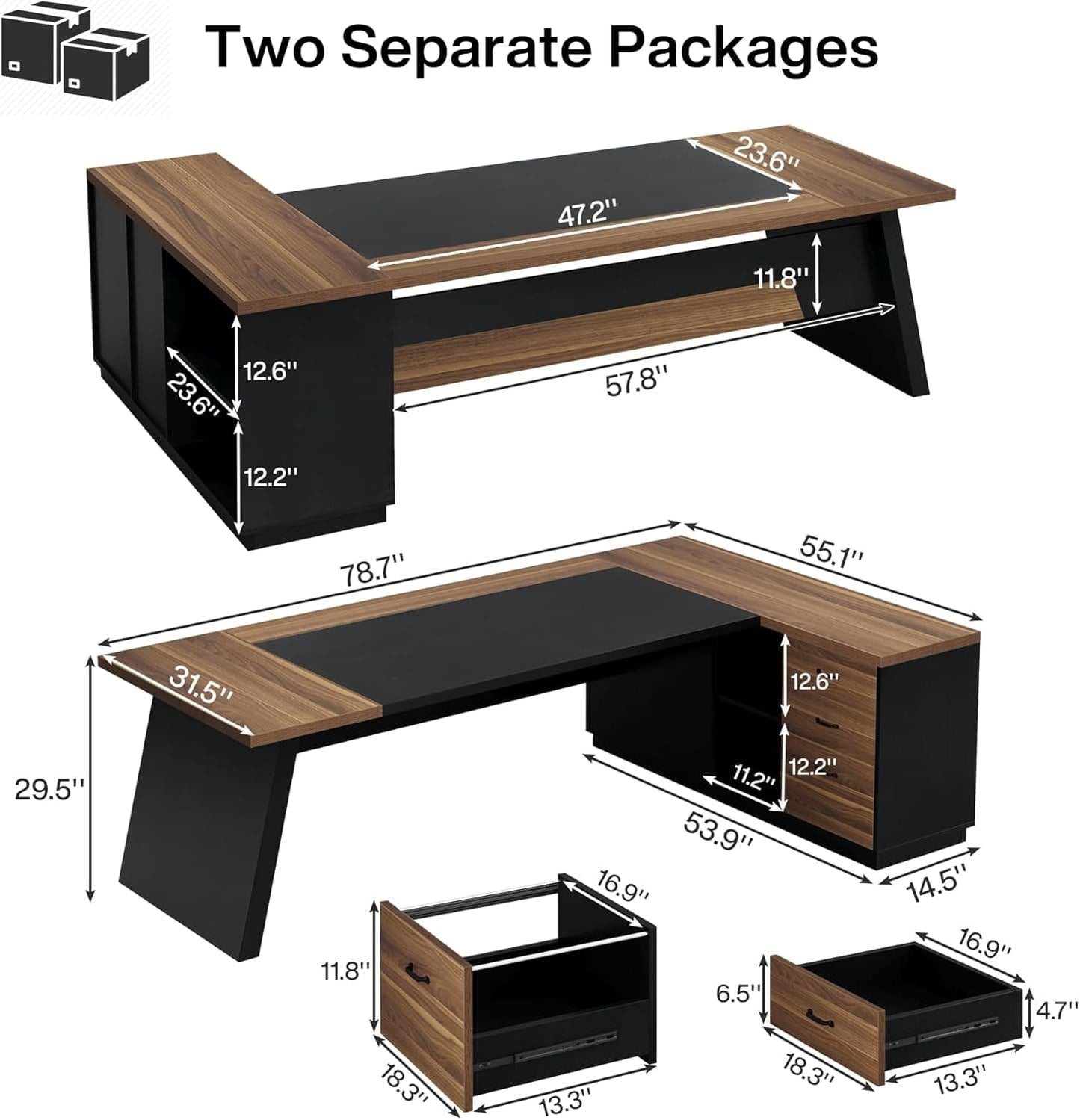 78" L-Shaped Executive Office Desk