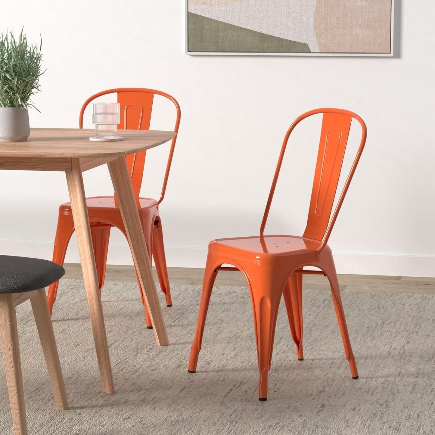 Set of 4 Modern Farmhouse Tolix Metal Chairs – Stackable Waterproof Dining Chairs