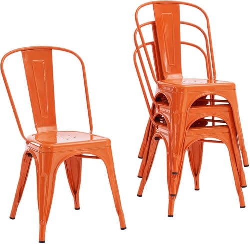 Set of 4 Modern Farmhouse Tolix Metal Chairs – Stackable Waterproof Dining Chairs