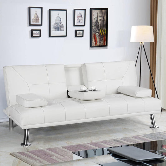 Adjustable Convertible Sofa Bed with Cup Holders