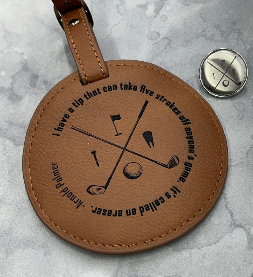 Personalized Golf Gift Set - Leather Tee Holder and Ball Marker