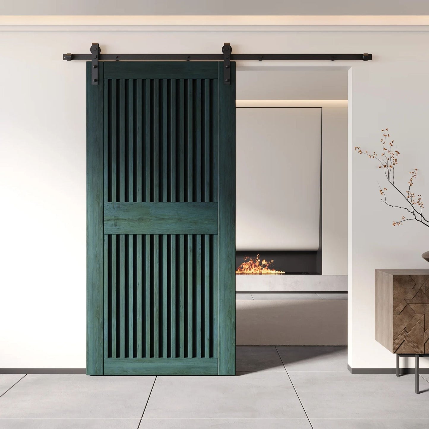 Vertical Slat Barn Door Kit | Black Hardware