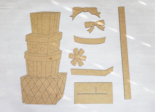 3D Christmas Present Stack Unfinished MDF Kit