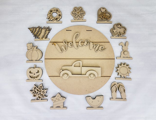 3D Side Vintage Truck with Interchangeable Cargo