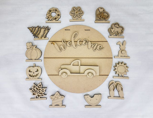 3D Side Vintage Truck with Interchangeable Cargo