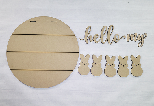 3D hello my Peeps Door Hanger