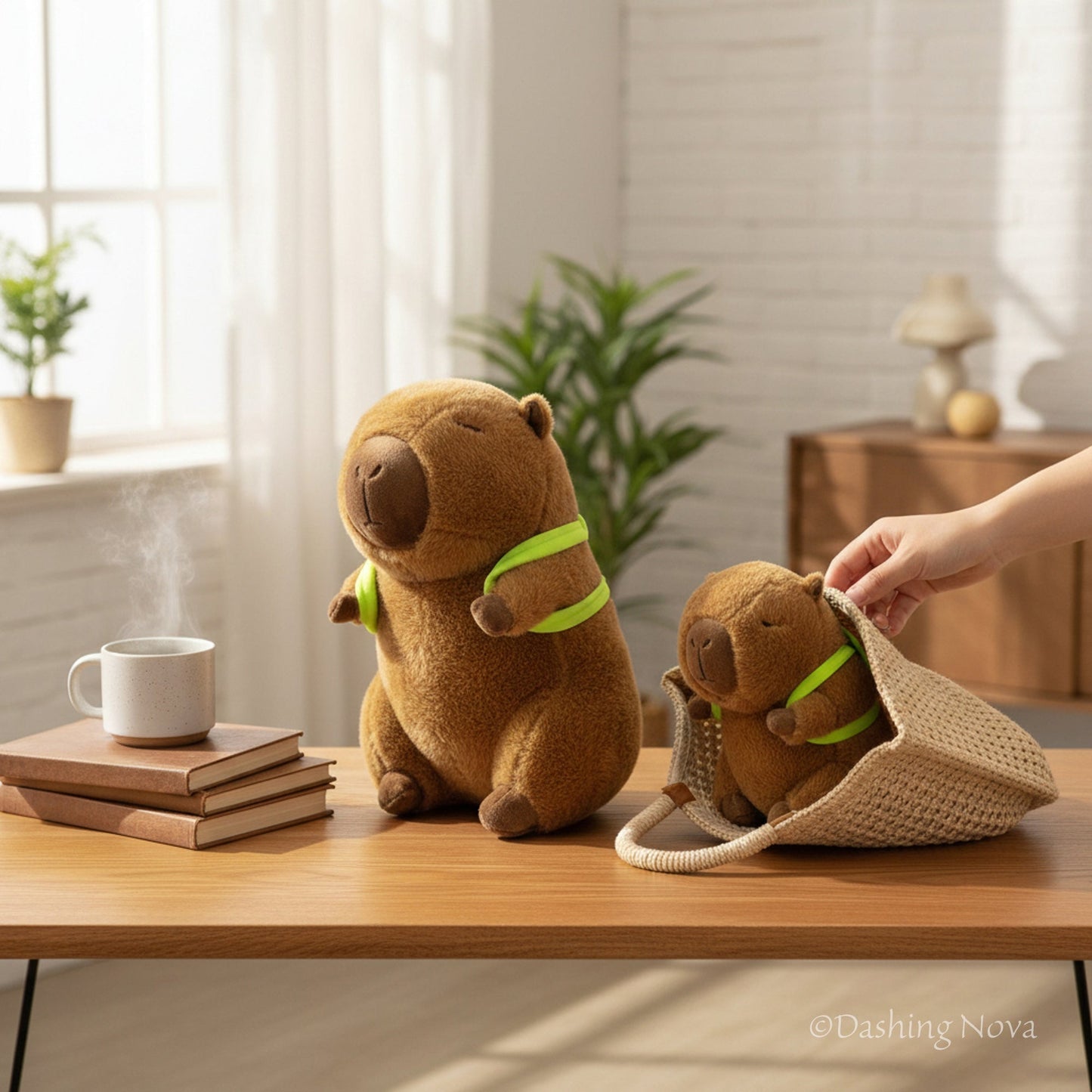 Soft Capybara Plush Toy with Turtle Backpack – Kid-Friendly Gift