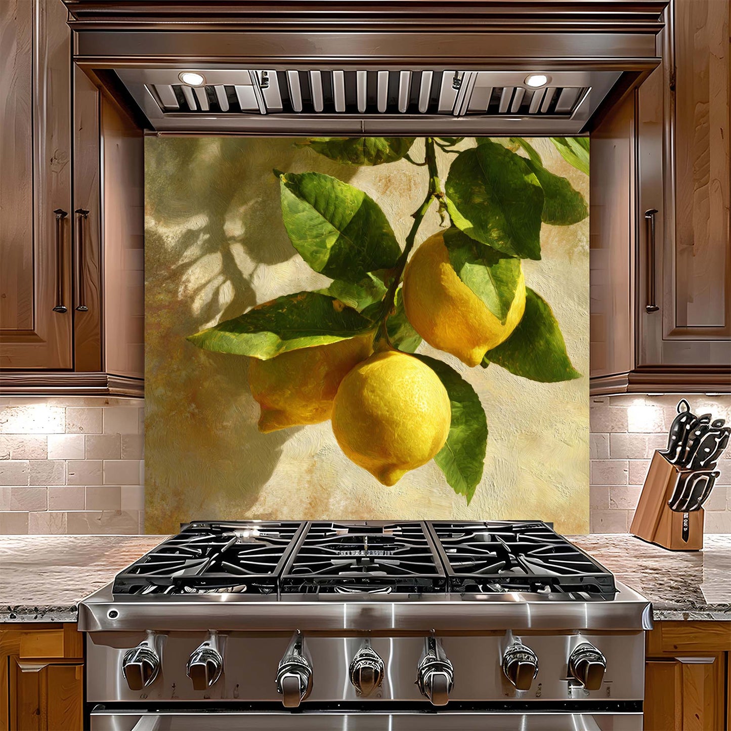 Amalfi Lemons – Tempered Glass Backsplash for Kitchen – Mediterranean Citrus Splashback