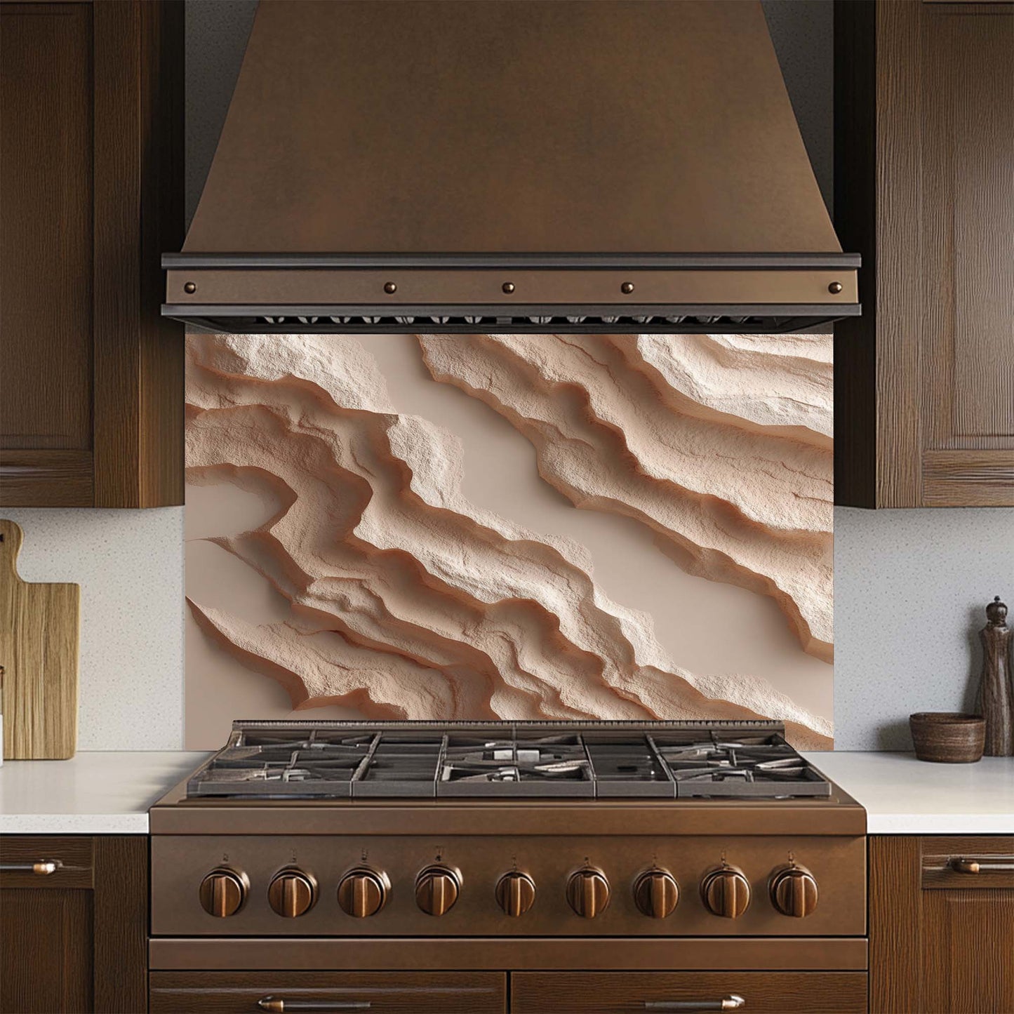 Eroded Dunes –  Tempered Glass Backsplash for Kitchen | Abstract Sand Backsplash