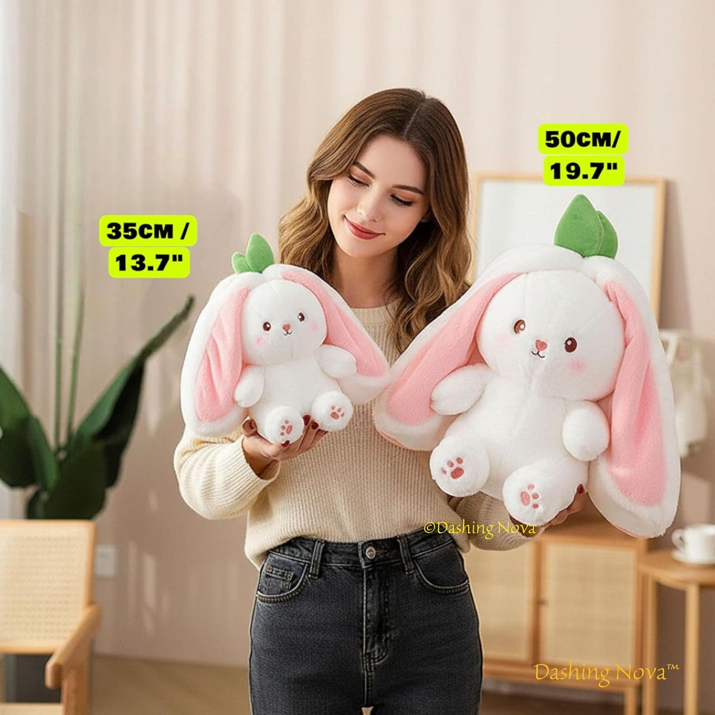 Strawberry Bunny Plush Toy Transformable Rabbit Stuffed Animal