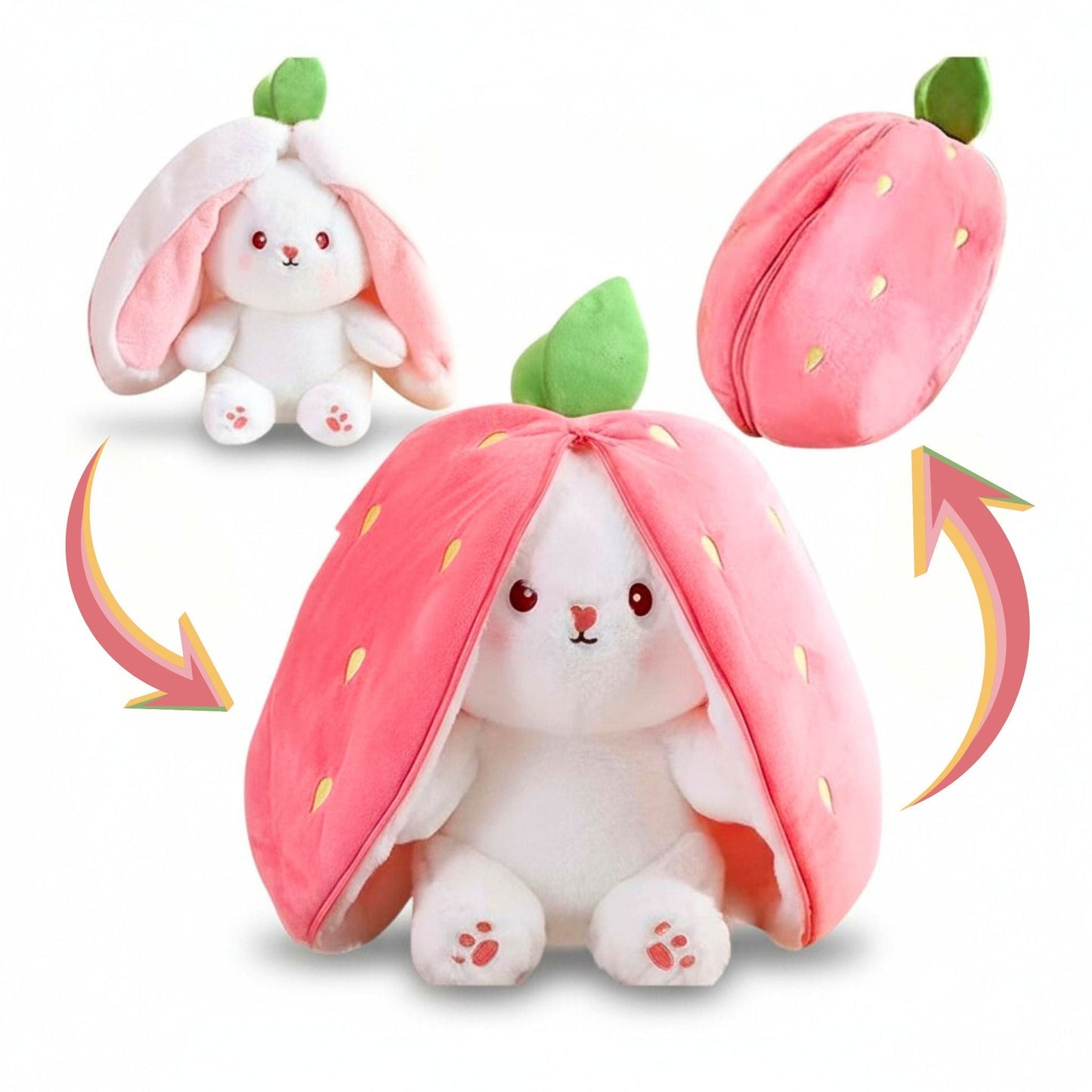 Strawberry Bunny Plush Toy Transformable Rabbit Stuffed Animal