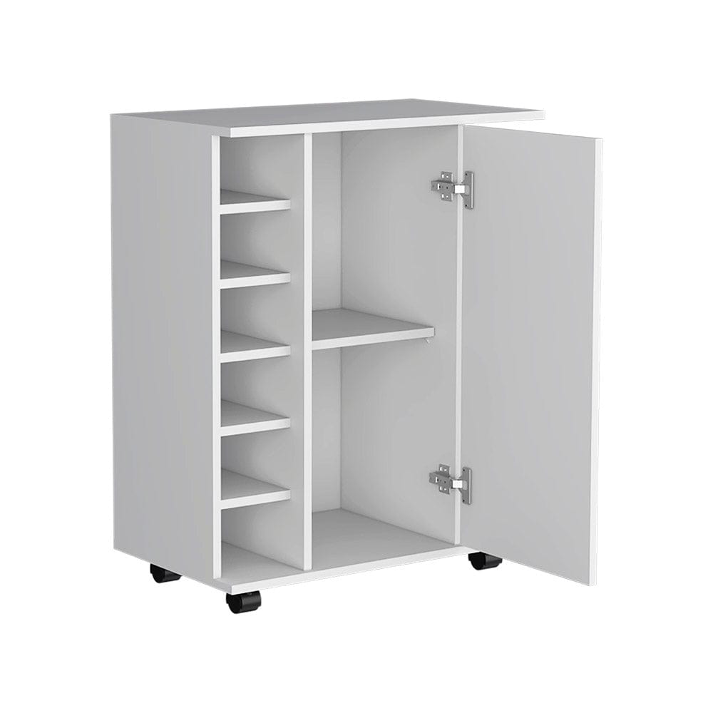 Cabot Bar Cart – Elegant Rolling Wine Cabinet with Storage & Serving Surface