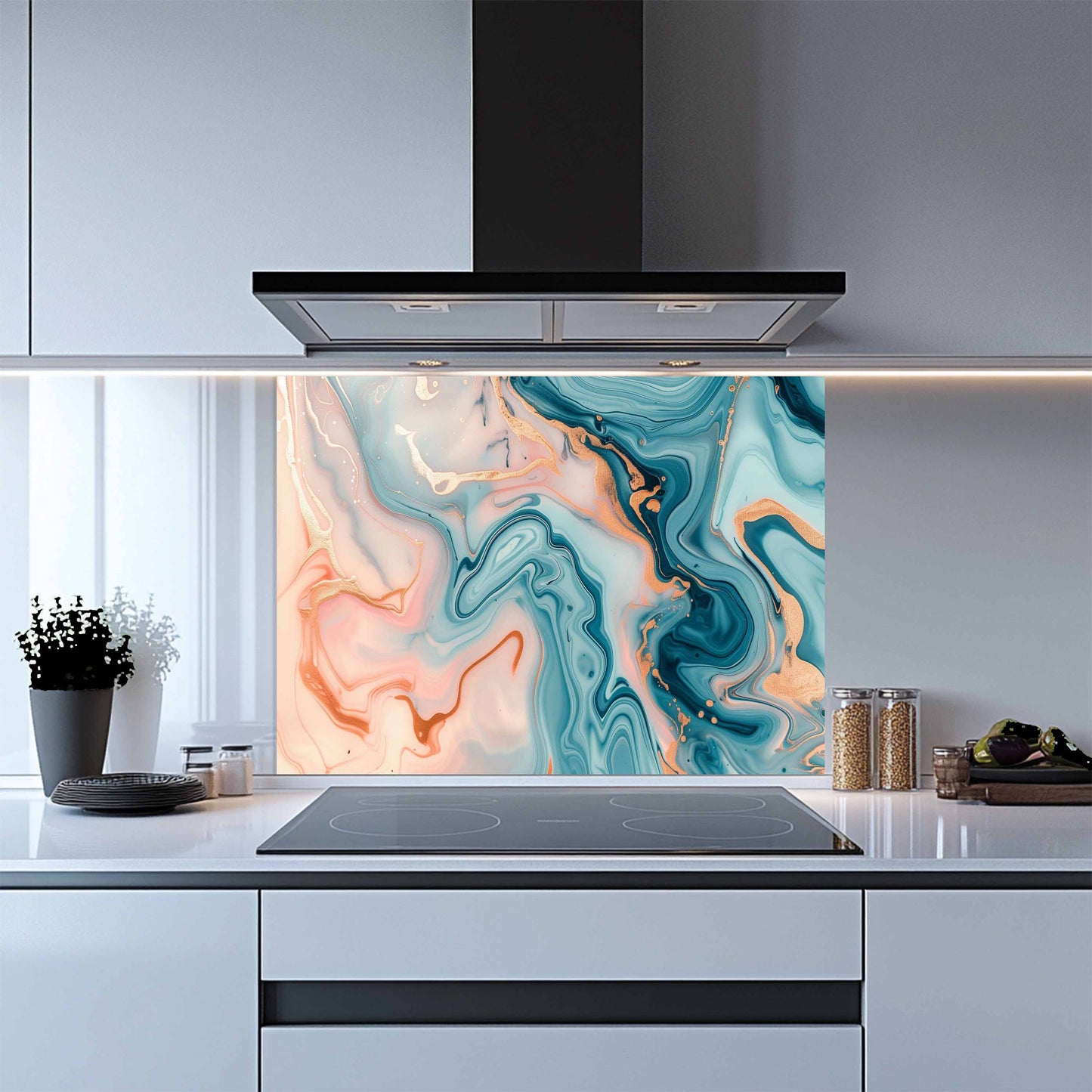 Kitchen Glass Backsplash – Cotton Coral