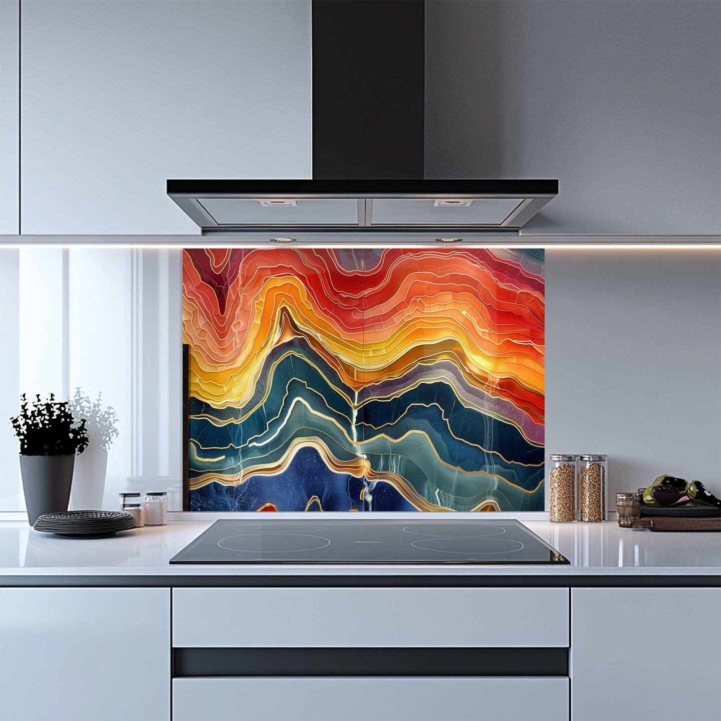 Tempered Glass Backsplash for Kitchen – Lava Horizon