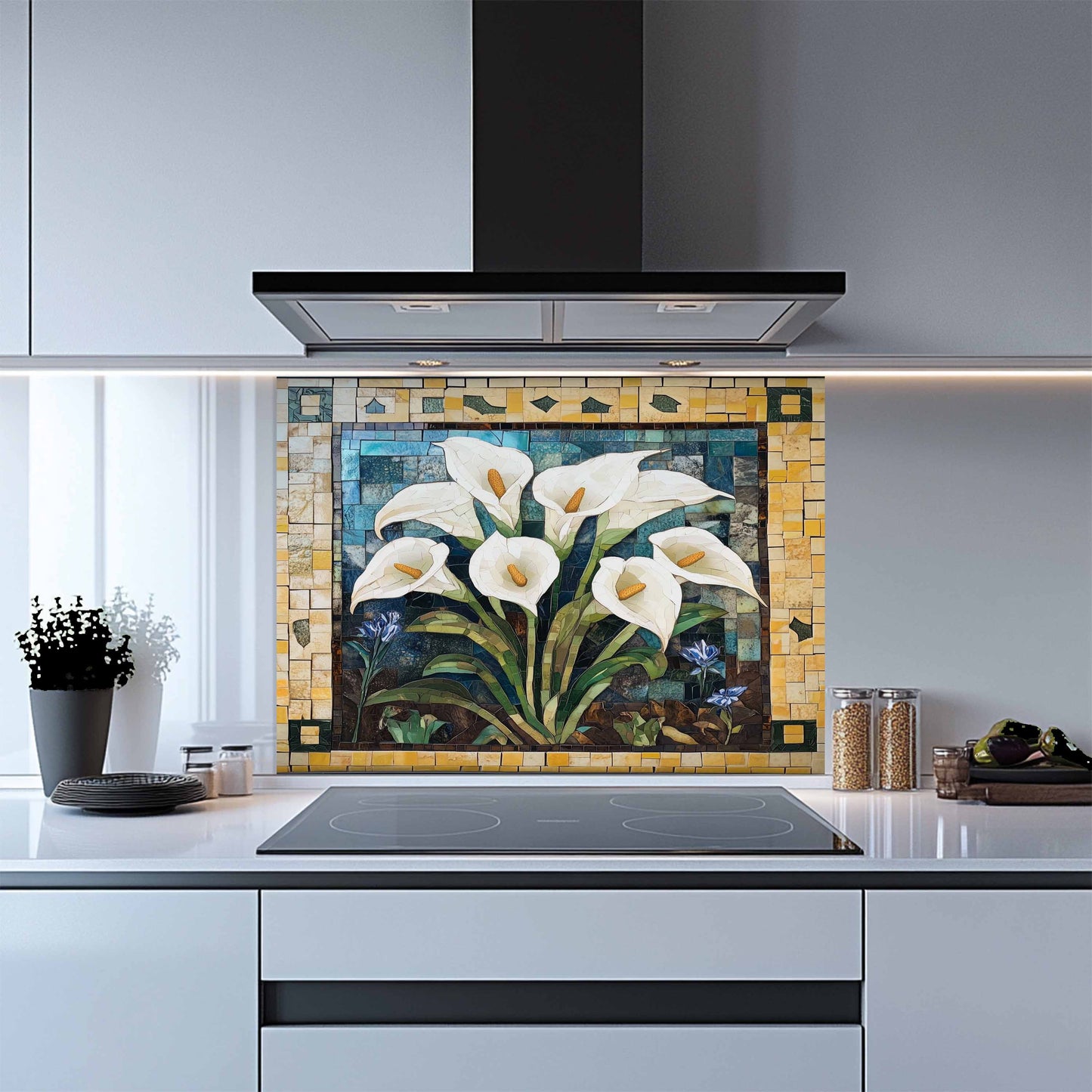 Kitchen Backsplash - Vintage Calla Tempered Glass Splashback