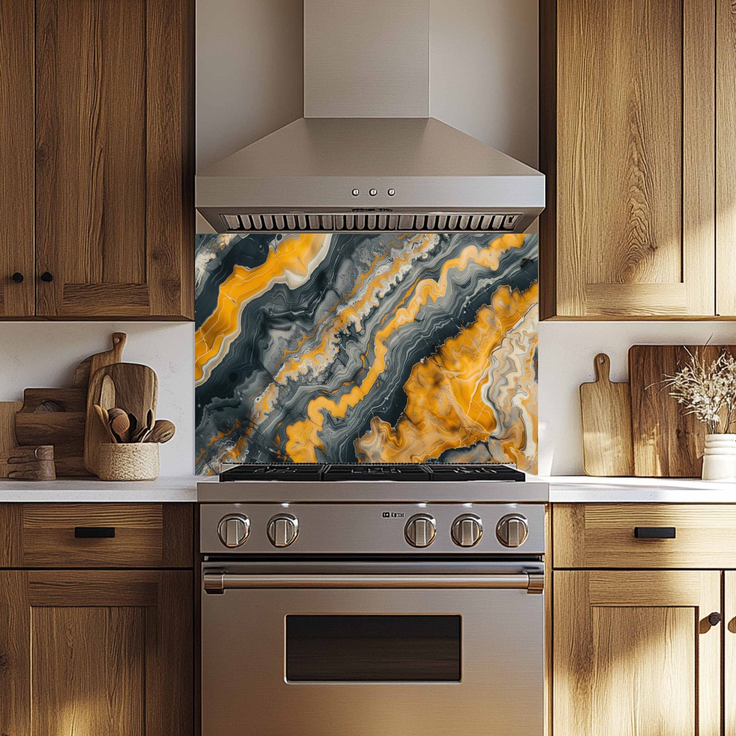 Kitchen Glass Backsplash – Lava Ash