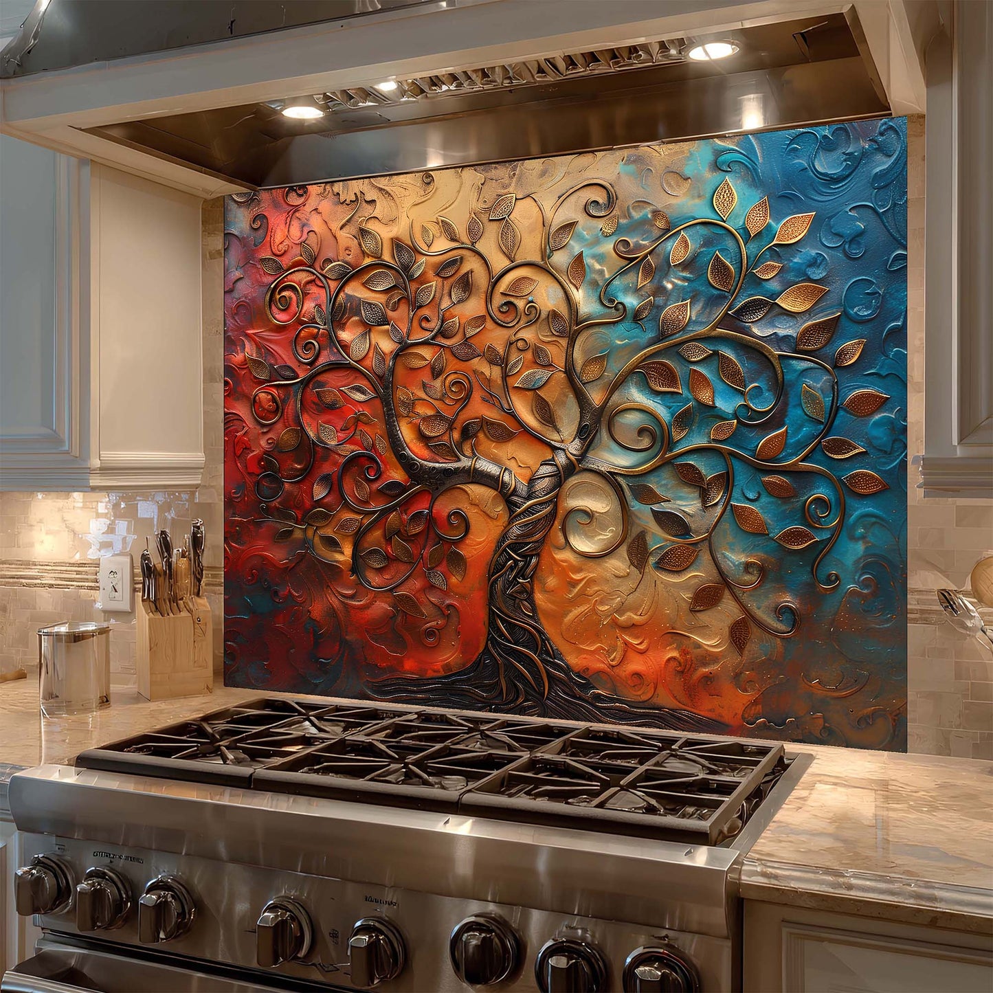 Custom Kitchen Backsplash – Eternal Flame Tempered Glass Backsplash