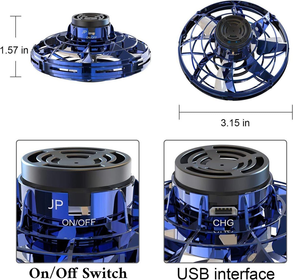Flying Spinner Drone Toy – Rechargeable Mini UFO with Lights