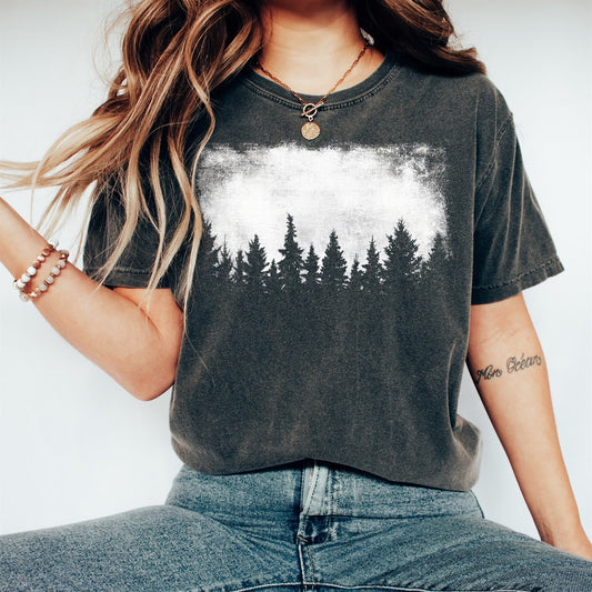 Vintage Nature Pine Forest Silhouette Inspired By Outdoor Trails Comfort Colors Tee