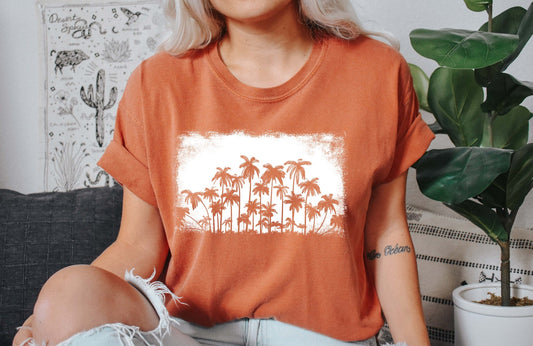 Vintage Nature Palm Trees Silhouette Coastal Edition Graphic Illustration Comfort Colors Tee
