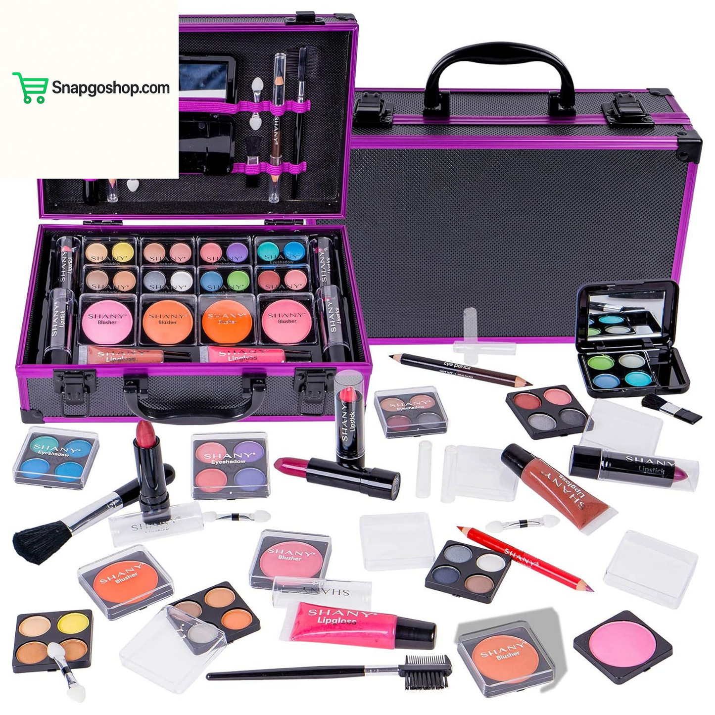 Carry All Makeup Train Case with Pro Makeup Set, Makeup Brushes, Lipsticks, Eye Shadows, Blushes, Powders, and More - Reusable Makeup Storage Organizer - Premium Gift Packaging - Pink