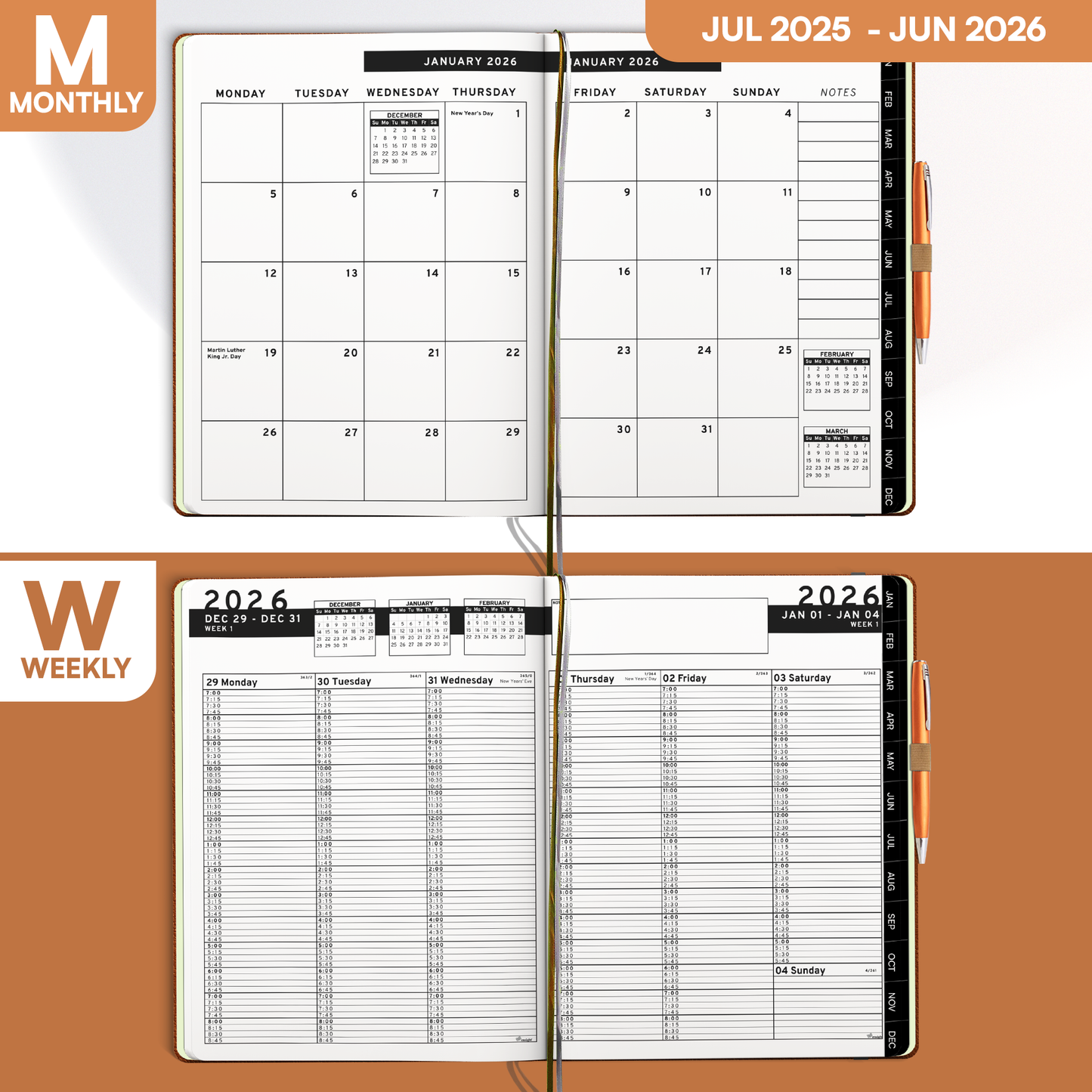 2026 Jan-Dec A4 Leather Appointment Book